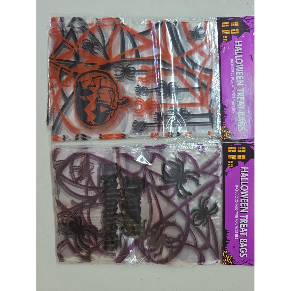 300 Vintage  Halloween Plastic Trick or Treat Bag Collection NOS 9x6